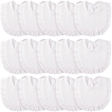 18 Pcs Muslin Drool Baby Bibs Ruffle Absorbent Bib with Snap Button Boy Girl ...