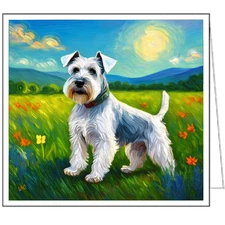 White Schnauzer Fine Art Notecards - Set of Six.   5.25 x 5.25 inches