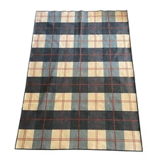 Ruggable Buffalo Plaid Blue Ivory Rug with Red Accents Discontinued 5 x 7