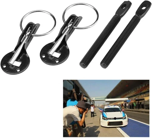 Kit de cierre de capó de montaje de acero de aleación de bloqueo de pasadores de capó universales para automóvil de carreras - Imagen 2 de 6