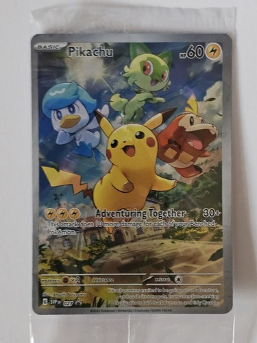 Pokémon Pikachu SVP EN 027 Full Art Holo Black Star Promo Sealed, with Sleeve! - Picture 5 of 8
