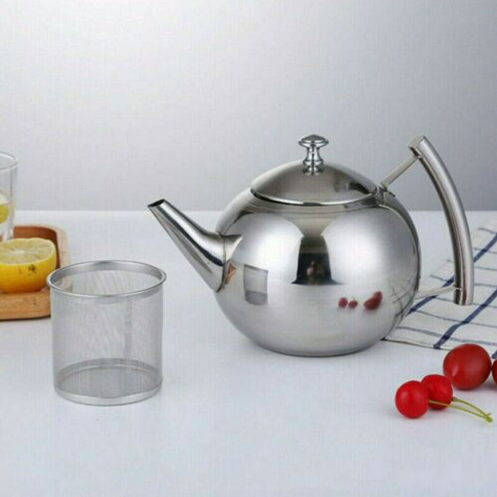 2L Teapot With Strainer Filter Home Office Water Tea Kettle Stainless