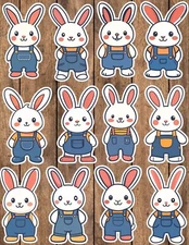 Cute Bunny Die Cut Vinyl Stickers Set Scrapbooking Laptop Waterbottle