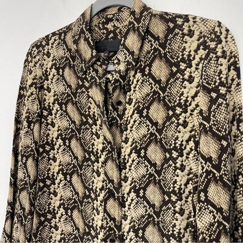 Nili Lotan Carla 100% Silk Buckle Cuff Button Down Snake Blouse XS - Picture 8 of 11