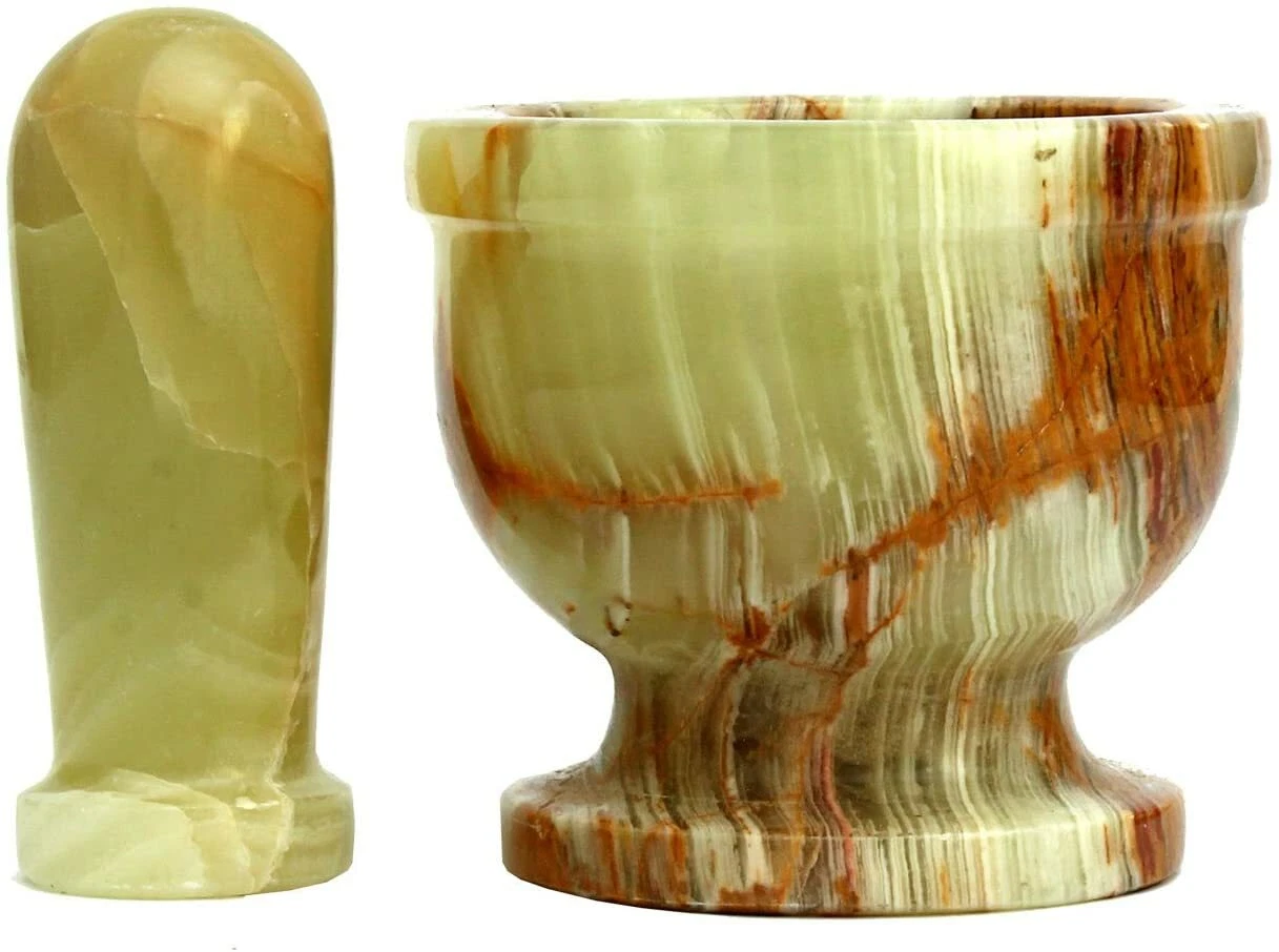 Natures Artifacts Handcrafted Multi Green Onyx Mortar and Pestle Pack of 6
Opens in a new window or