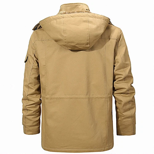 Abrigo parka forrado de lana para hombre con capucha cremallera invierno térmico cálido chaqueta militar Prendas para el torso - Imagen 8 de 20