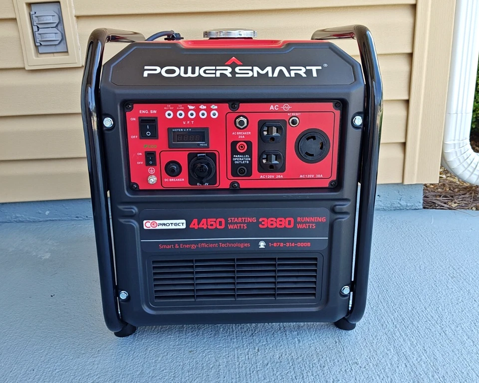 Generador inversor de marco abierto PowerSmart 4450 vatios, listo para RV, modo ecológico, potencia de gas Foto 2 de 4