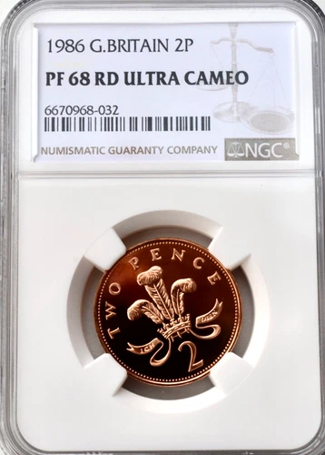1986 2p Two Pence NGC PF68 RD Proof Great Britain