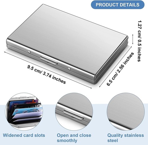 Men Stainless Steel RFID Blocking Credit Card ID Holder Slim Money Travel Wallet - Picture 12 of 22