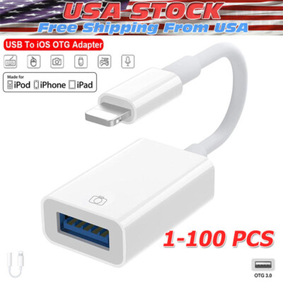 To Camera USB Female OTG Connector Adapter Cable For Apple iPhone iPad iPod lot
