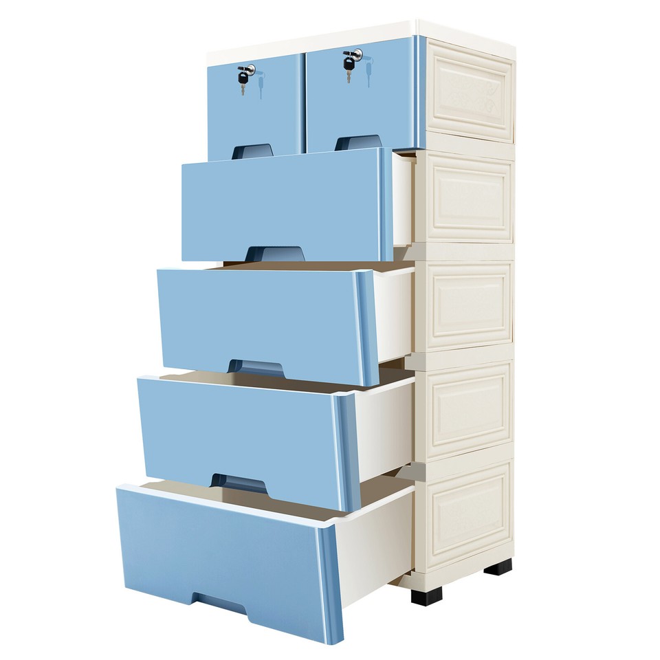 Plastic 6 Drawers Dresser Storage With Lock Dresser Organizer 4