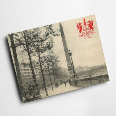 A4 PRINT - Vintage London - Cleopatra's Needle and Thames Embankment (b)