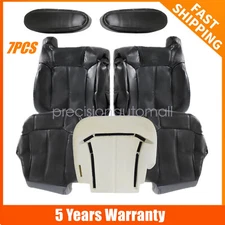 Front Leather Seat Cover Gray Foam Cushion For 99-02 Chevy Silverado GMC Sierra