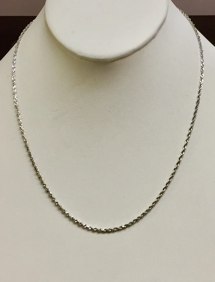 Platinum 18" Diamond Cut ROPE Link Chain Necklace 2 mm  12 grams