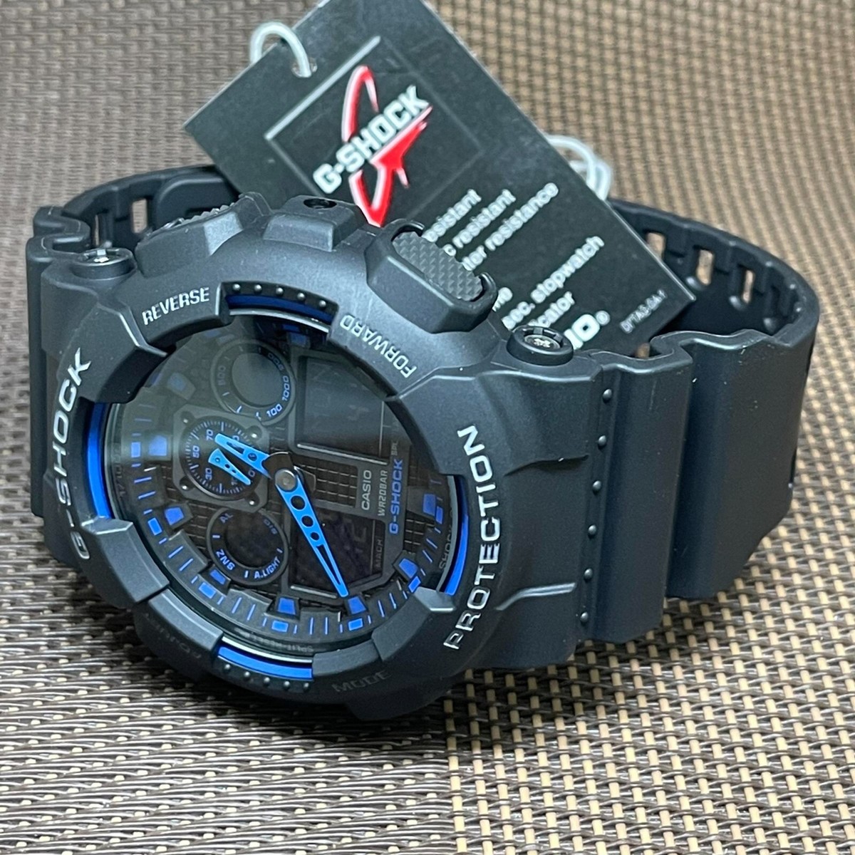 Casio G-Shock GA-100-1A2 Blue Analog Digital Black Resin Oversize