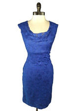 CONNECTED Size 8 Sheath Dress Blue Floral Lace Sleeveless Knee Length