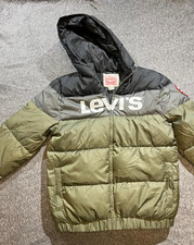 Kids Green Waterproof Retro Style Hooded Puffer Jacket 13-15 Years XL