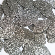 Oval Sequin 1.5" Platinum Gray Metallic Sparkle Glitter Texture Made in USA