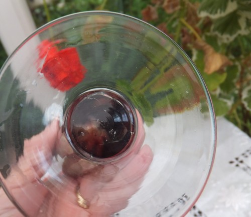 Antique Bohemian Pinwheel Star Cut Ruby Red Champagne Glass Polished Pontil - Picture 3 of 5