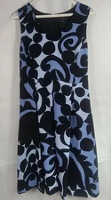Ann Taylor Tulip Print Dress Size 4 Blue Black