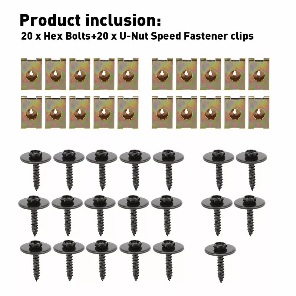 40-Pack Car Screw & U-Nut Fastener Clips For BMW F10, E46, E90, E92 – Fender/Bumper Trim 9 thumbnail image