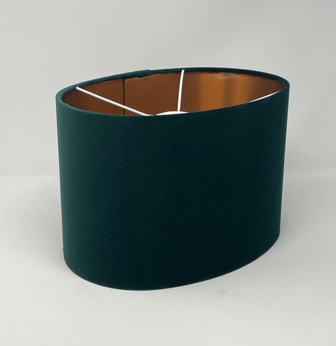 Lampshade Forest Green Velvet Brushed Copper Oval Light Shade - Picture 2 of 23