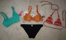 Swimsuit lot of 3 XS bikini tops 1 bottom VS PINK H M Xhilaration CK shimmer