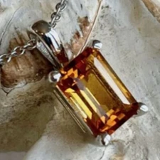 Lovely Citrine Gemstone 925 Sterling Silver Handmade Jewelry Pandant Gift E-48
