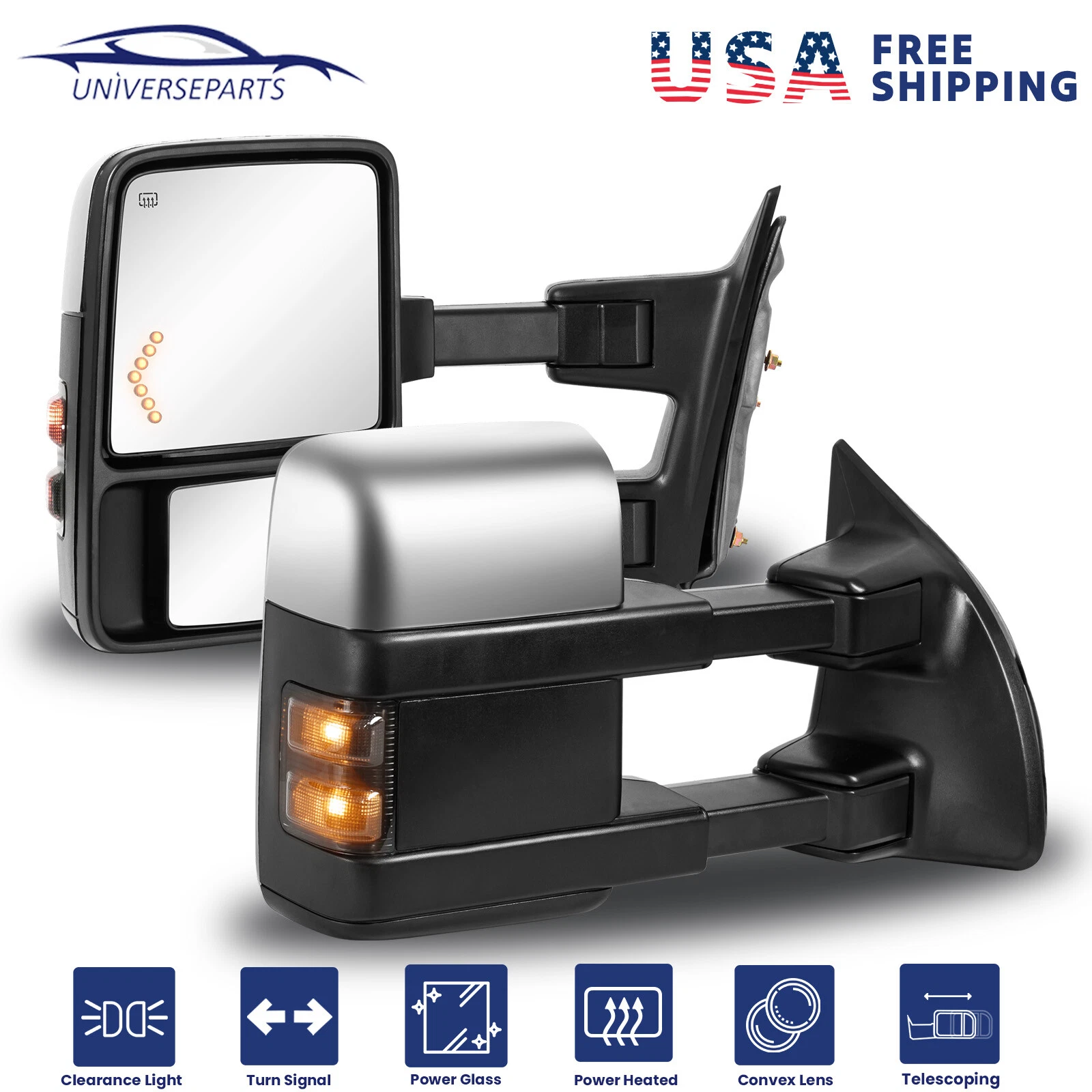 For 1999-2007 Ford F250 F350 F450 F550 Super Duty Chrome Power Heated Tow Mirror
Opens in a new wind