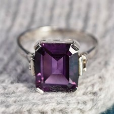 Size 10.75, vintage CA Sterling 925 silver handmade ring with amethyst