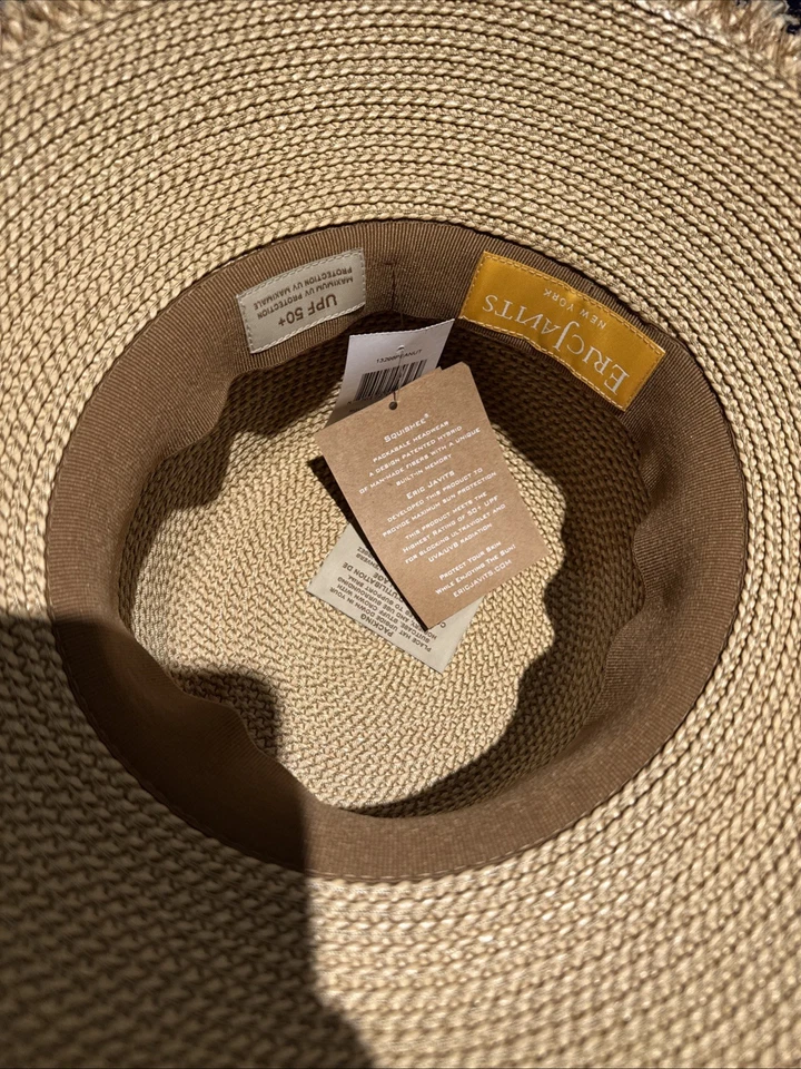 Sombrero para mujer Eric Javits Squisheebucket paja natural nuevo con etiquetas Foto 2 de 3