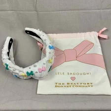 Lele Sadoughi x The Beaufort Bonnet Company Palmetto Pearl Bows Headband ~ NWOT