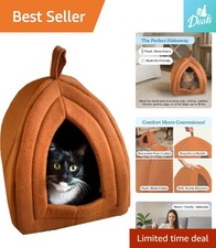 Modern Cat House Bed with Plush Removable Cushion   Safe Space for Small Animals
