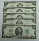 5 $2 Bills Consecutive Serial Numbers Uncirculated Crips New 1917A SN840
