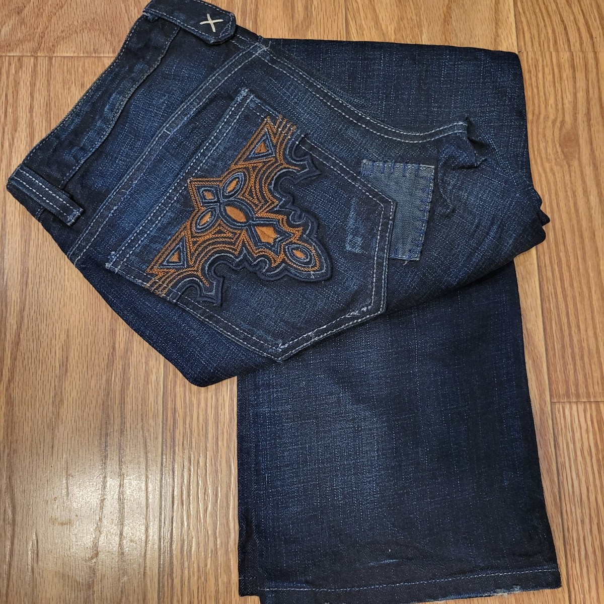 Antik Denim Jeans Country Western Embroidered Pockets Leather