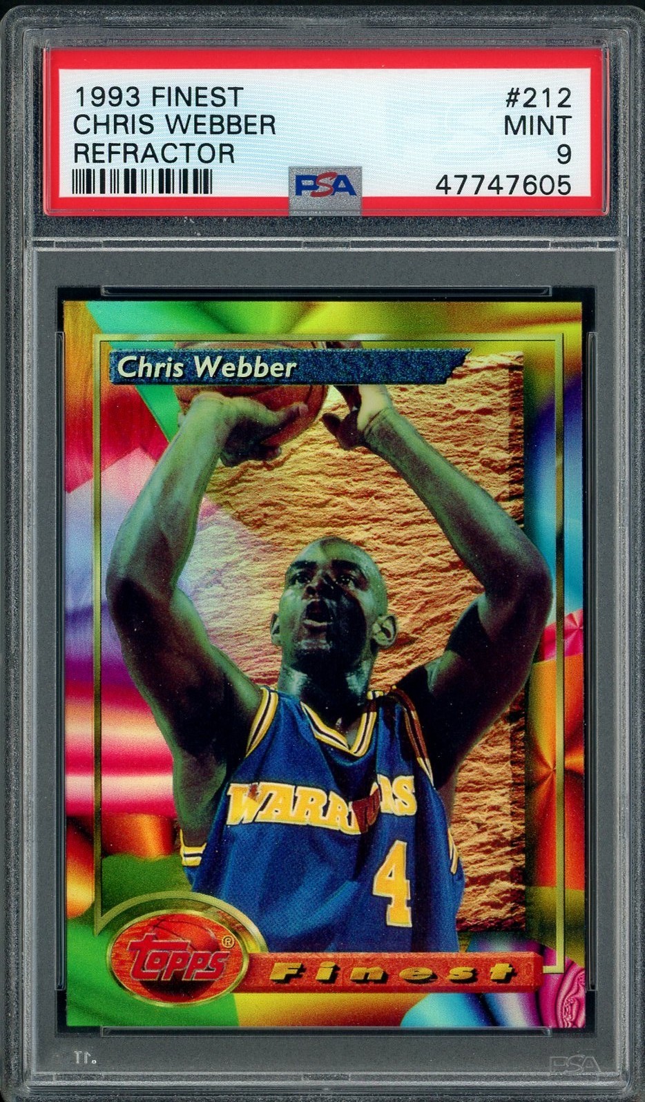 1993 Topps Finest Refractor #212 Chris Webber Warriors RC Rookie HOF PSA 9 MINT