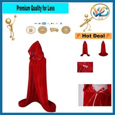 Unisex Velvet Hooded Cloak Cape for Halloween Cosplay   Vampire, Witch, Sorce...