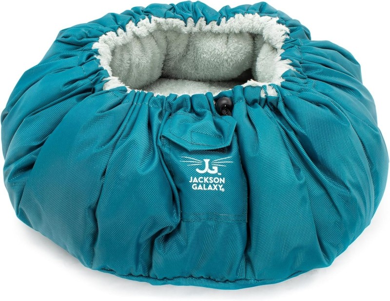 Jackson Galaxy Convertible Comfy Clamshell Blue Teal Color Cat Bed NEW