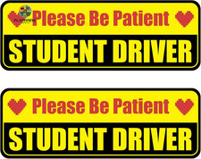 Student Driver Magnet for Car - 2 Pack Please Be Patient Reflective Magnetic Bum