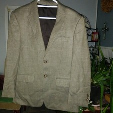 Jos A Bank Travelers Collection Gray Green Silk/Wool Tweed Suit Jacket 38S