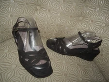 BEAUTIFEEL  Womens Black Nubuck Leather Slingback Sandal 6-6.5M/37 #59054