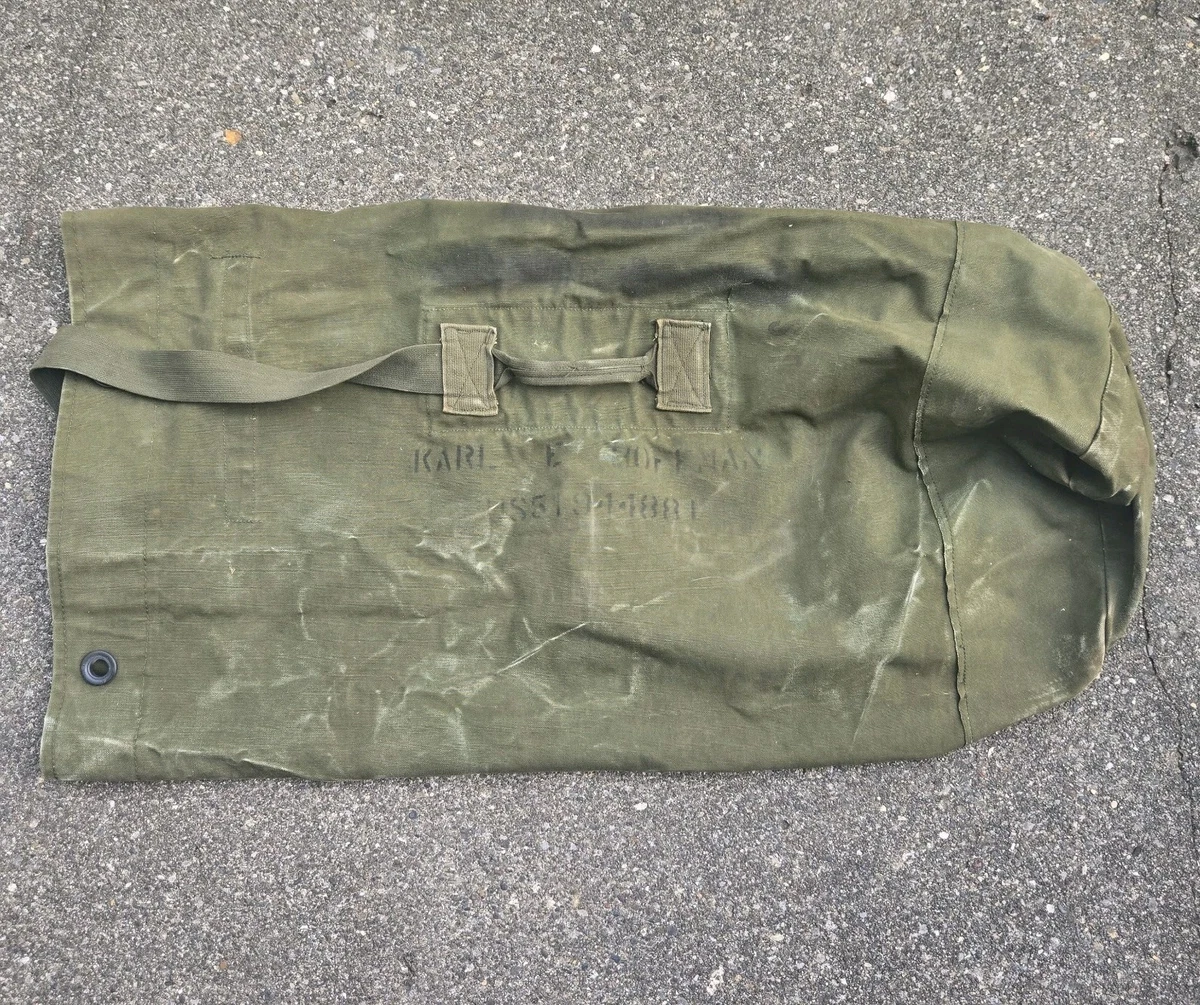 Vintage Army Duffle Bag In Original Vietnam War Personal & Field