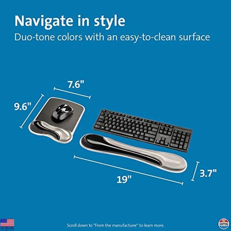 Kensington Gel Mousepad & Wrist Rest Combo, 11.4"x17.7", Stylish Gray (KMW52500) Foto 2 de 4