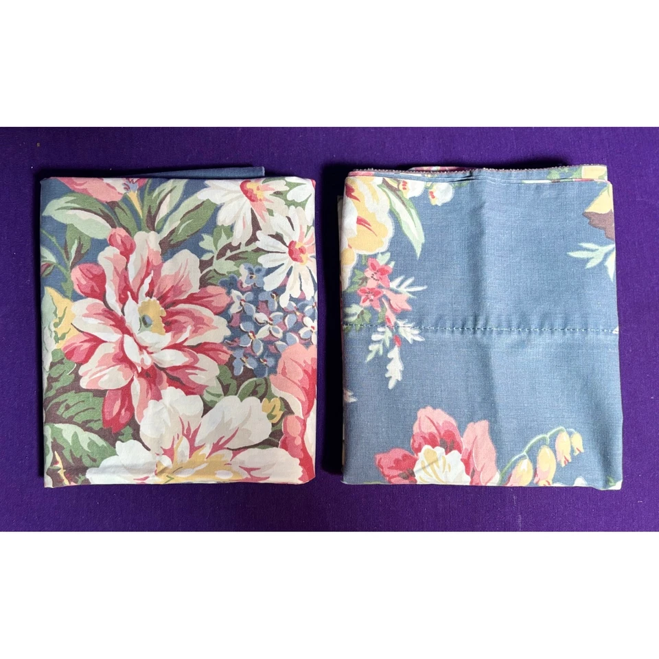 Par de fundas de almohada florales Kimberly de colección Ralph Lauren azul algodón repollo rosas Foto 2 de 4