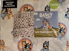 Bluey 4-Piece Twin Sheet Set Kids Bedding w/ 2 Pillowcases New