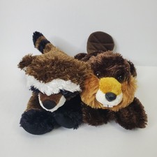 Aurora Flopsie Brown Raccoon Beaver Plush Lot Of 2 SILKY SOFT