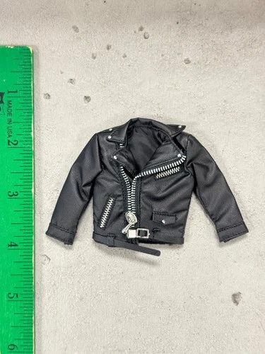 MO-SML-JK-BK: 1/12 Black Biker Faux Leather Jacket for 6 inch action figure - product listing photo