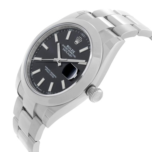 Rolex Datejust 41 126300 Acier Noir Bâton Cadran Automatique Montre Hommes B&p - Photo 2 sur 8