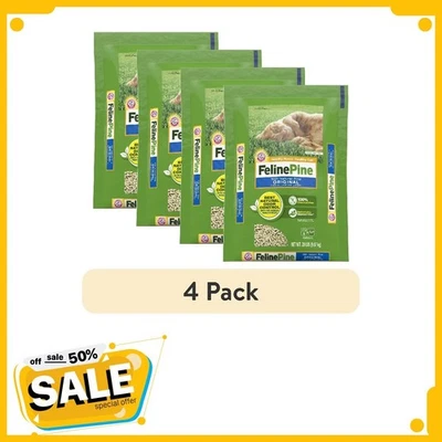 (4 pack) Feline Pine Original 100% Natural Cat Litter, 20 lb