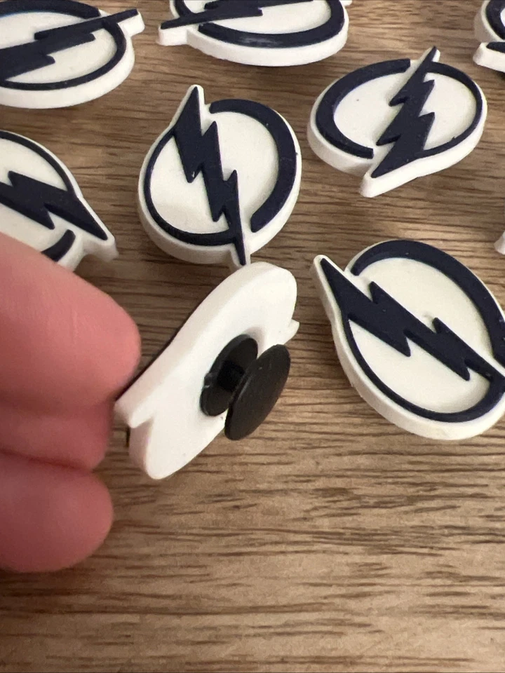 Jibbitz Hockey Tampa Bay Lightening Bolt Navy Blue Bolt On White Silicone Set 9 - Image 4 of 4